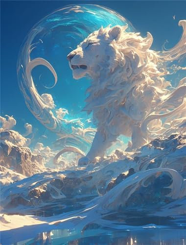 Diamond Painting Groß XXL LöWe 90x119cm, 5D Himmel Diamond Painting Erwachsene Groß,DIY Diamant Painting Bilder Groß Kreuzstich Kunst Malerei Bastelset für Zimmer Deko Wohnzimmer,Geschenke für Frauen