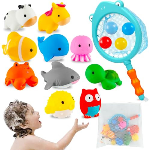 Tangdudu 16 Pezzi Bagnetto Animali Giocattolo per Bambini, Giochi Bagnetto Neonato, Giochi Vasca da Bagno Bambini, Giochi Acqua Neonato, Bath Squirt Toys for Baby, Giochi per Piscina Bambini