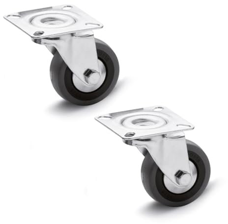 Ganter Normelemente Ruedas para aparatos, ruedas giratorias, 60 mm, 2 ruedas, 100 kg, revestimiento de goma, cuerpo de polipropileno, carcasa de acero | GN 22870-60-G-L-L-ST