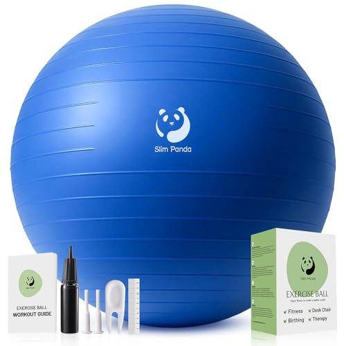 Slim panda gymnastikboll, 55–85 cm explosionssäker och halkfri sittboll med pump, mjuk yogakula träning uppblåsbar boll för seniorterapi, hem, fitness, balansträning