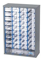 Kleinteilemagazin 50098, 37 Schubladen, pulverbeschichtetes Stahlblech, 320 x 470 x 140 mm, geeignet zur Wandmontage (Hellgrau)
