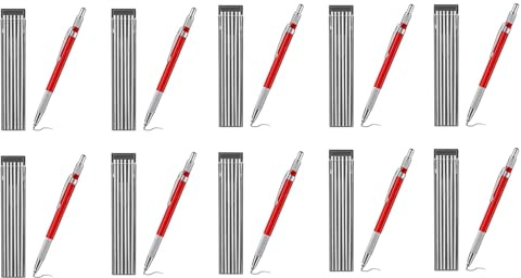 Remingtape 10 lápices de soldadura con 120 recambios de tiras plateadas, marcadores de metal, lápiz mecánico de soldadura, de tubos, fabricación, rojo