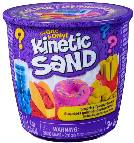 Kinetic Sand - Snack Surprise con 113 g di Sabbia Colorata e Due Accessori per Gioco di Ruolo a Sorpresa per Il Gioco di Sabbia Indoor, per Bambini dai 3 Anni in su