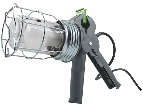 Lighthouse Heavy-Duty LED Grip Lamp 240V – 800 Lumens LED Inspection & Clamping Work Light with 50mm Clamp, Protective Wire Cage & 5m Cable for Construction, Maintenance & Automotive Tasks