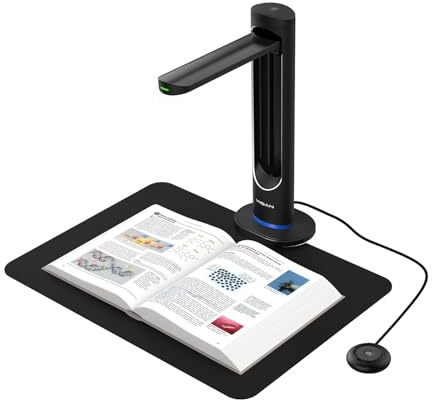 VIISAN K48 A3 Overhead Scanner de livres – Capteur 48 MP, 600 DPI, lissage automatique de la page, positionnement laser, vidéo 4K, OCR & Text-to-Speech, USB 3.0 Scanner de documents pour Windows