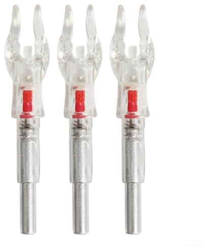 QuivyLivy 4.2mm LED Lighted Arrow Nocks 3 Pack for Compound and Recurve Bows, Glow in the Dark with Red Blue Green Lights, Easy Install for 4.2mm Shaft(4.2 red)