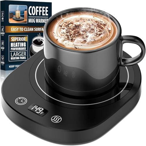 Coffee Mug Warmer for Desk, Fastest Heating 3 Temperature Settings&2-12H Timer Coffee Cup Warmer, LED Display&Auto Shut Off Coffee Warmer, Cup Warmer for Heating Coffee, Milk, Beverage, Candle Warmer