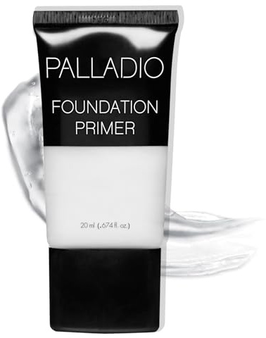 Palladio Foundation Primer, Lightweight and Velvety Primer with Aloe Vera and Chamomile, Wear Alone or As Foundation Base, Minimizes Fine Lines and Pores, Helps Makeup Last Longer, 0.674 oz Clear