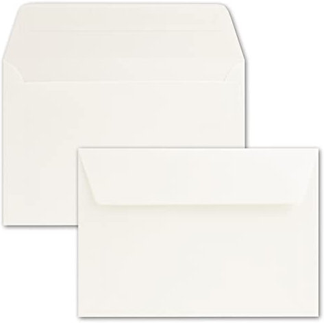 100x Briefumschläge 12 x 18 cm - ca DIN B6 mit Haftklebung, creme, stabile 90 g/m², Umschläge für Grußkarten und Einladungen