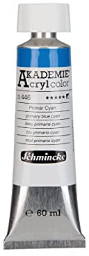 Schmincke - AKADEMIE Acryl color, Primär Cyan in 60 ml-Tube, 23446011, feine Künstler-Acrylfarbe, brillant, hoch lichtecht und kadmiumfrei, für Acrylmalerei, Mixed Media