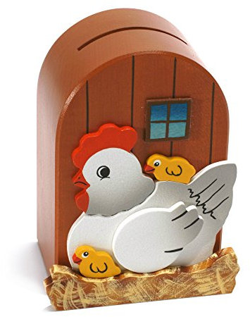 Weizenkorn Spardose Quader Huhn mit Küken