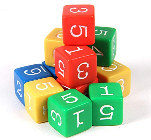 hand2mind Plastic 3/4-inch Color Number Dice (Set of 12)