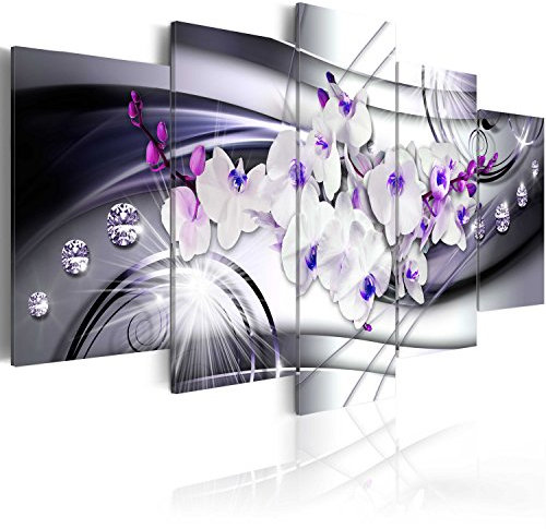 B&D XXL Acrylglasbild Abstrakt 200x100 cm 5 Teilig Wandbild auf Acryl Glasbilder Kunstdruck Moderne Acrylglas Platte Wanddekoration Geschenke Heimdekoration Glasbild Blumen Orchidee Diamant