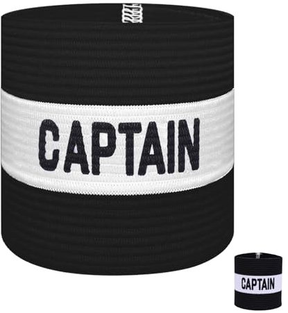 VerteLife Kapitänsband Spielführerbinde für Fußball und Rugby, Gummielastische Armbinde Kapitän Armbinde, Captains Armband für Erwachsene - Schwarz