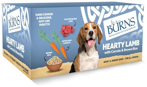 Burns Pet Natural Nutrition Adult & Senior Wet Dog Food Hearty Lamb, Carrots & Organic Brown Rice, 12 x 150 g