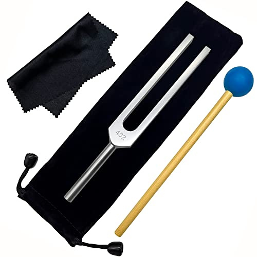 432 Hz Violet Tuning Fork DNA Repair Healing Mental Relaxing Chakra Strengthen Stress Relieve Keep Body Mind and Spirit in Perfect, Unweighted Energy Tuner with Silicone Hammer and Cleaning Cloth