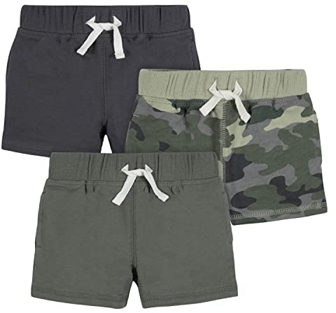 Gerber Toddler 3-Pack Pull-on Knit Shorts - Pantalones Cortos Informales Bebé-Niños