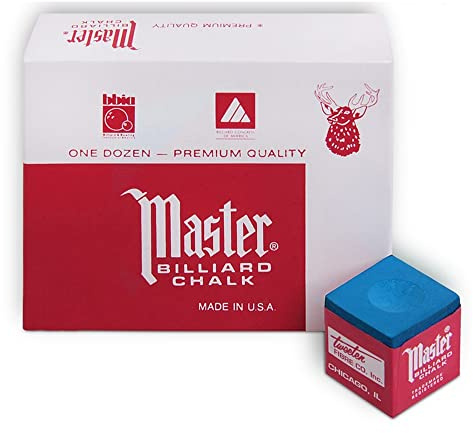 Master Billiard Chalk Pool Cue Chalk Premium Quality - 1 Dozen - Made in The USA - Sky Blue