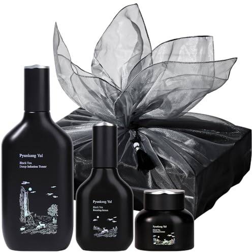 Pyunkang Yul PKY Black Tea Line Gift Box Set, Mother’s Day Gift, Deep Nurishment for Anti-aging, Rich Moisture Toner, Revitalizing Serum & Condensed Nourishing Cream, Zero-Irritation (3-item set)