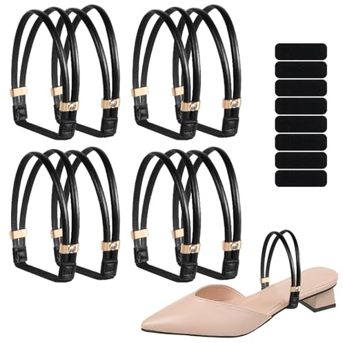 SKHAOVS 3 Pares Cordones de Tacón Alto para Mujer, Correa de Tobillo de Antideslizante Piel Zapatos Extraíbles Tacón Alto Anti-Sueltos Zapatos Accesorios Hebilla Correa Cuero Decoración