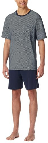 Schiesser Herren Schlafanzug kurz Rundhals - Nightwear Set, Nachtblau_182195, 60