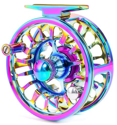 Sougayilang Colorful Fly Fishing Reel, Size 5/6,7/8 CNC-Machined Aluminum Alloy Fly Reel,Powerful Lightweight Fly Reels for Trout Fishing (7/8