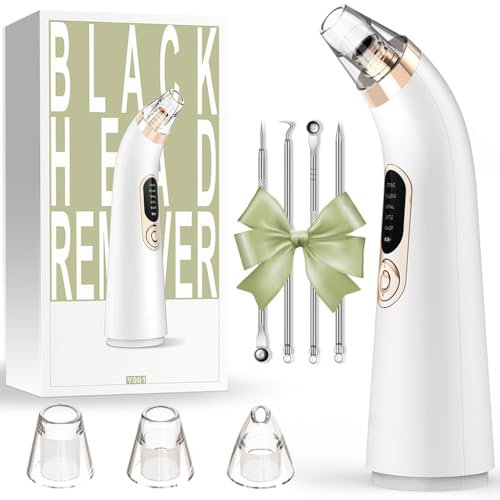 Hqynss Blackhead Remover Vacuum, 5 Suction Power Mode & 4 Replaceable Heads, USB Rechargeable Pore Cleaner Tool for Face - Blackhead Whitehead Comedone Extractor