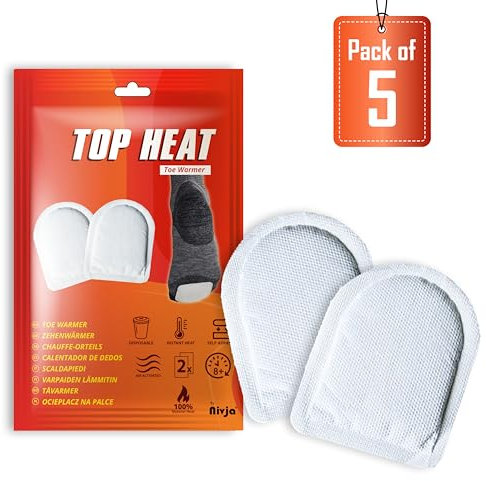 TOP HEAT Zehenfußwärmer - 5 Paar - 8 Stunden warme Zehen - luftaktiviert - Sofortige Wärme - 100% natürliche Wärme - Fußwärmer für Frauen und Männer