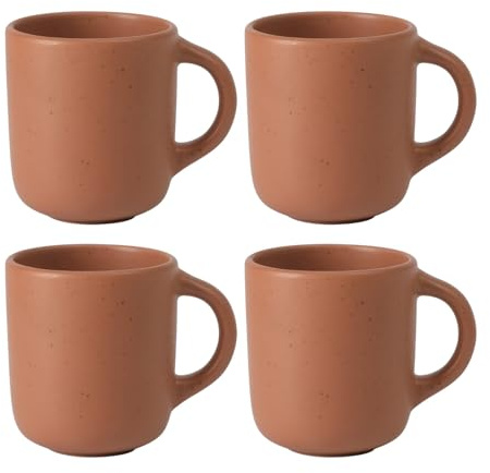 Bloomhouse - Two Time Oprah's Favorite Things Winner - Corsica Clay 4-Piece Mug Set – Burnt Apricot Terracotta Stoneware Coffee & Tea Cups, Durable Ceramic Drinkware