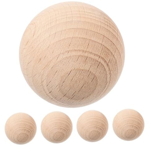 Parliky 5-teiliges Ersatzset mit Krocketbällen aus Holz für Spiele im Freien unlackierte Bälle aus massiver Buche zum Basteln und Bemalen