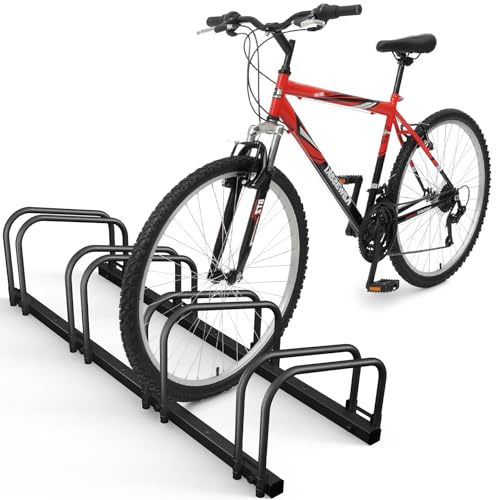 vounot® Râtelier Vélo 4 Vélos Range Vélo Système Range Vélo Rangement pour Vélo Support pour Bicyclette Sol ou Mural en Acier Revêtu Support de Rangement Vélo Jardin ou Garage Râtelier Familial Noir