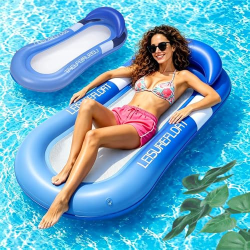 Colchoneta Piscina Adultos,160 x 90 cm,Colchoneta Hinchable con Reposacabezas, Flotadores Piscinas Hinchables,Hamaca Inflable para Piscina, Fiestas en La Playa de Adultos