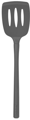 Tovolo Flex Core Silicone Slotted Turner Spatula Kitchen Utensil for Flipping Eggs Burgers Pancakes and More, Easy Clean Dishwasher Safe BPA Free Silicone Flipper Heat Resistant, Charcoal Gray