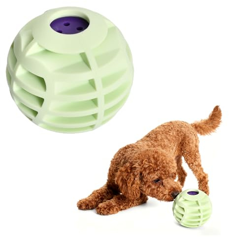 Kaiyzo Pallina Interattiva Per Cani Con Squeaker - Palla Per Cani Indistruttibile - Giocattoli In Silicone Alimentare Morbido Ed Elastico Con Fori Per Croccantini - Verde Chiaro, 55mm