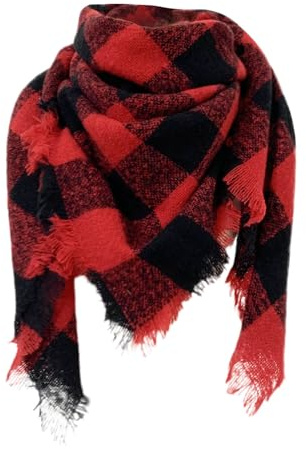 Corbata ancha hombre bufanda cuadrada a cuadros New Thorn para mujer bufanda triangular a cuadros para mujer chal chic, rojo, Talla única