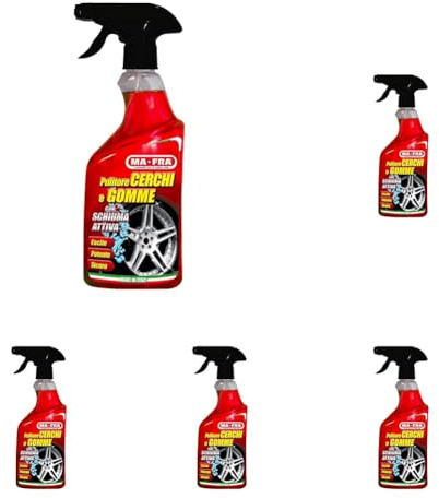 MAFRA, Pulitore Cerchi e Gomme, Deterge e Sgrassa gli Pneumatici delle Auto, Ideale per Rinnovare Cerchi e Gomme, Utilizzabile con Schiuma o Senza Schiuma, Formato 500ml (Confezione da 5)