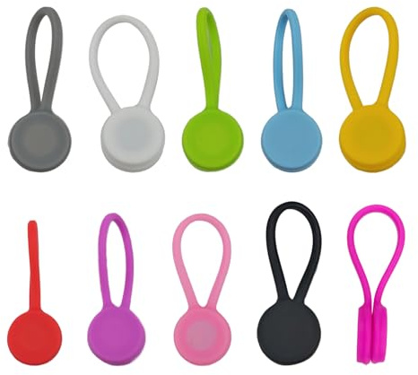 Magnetisk kabelorganisatör - 12 cm silikonfläns, återanvändbart kabelstativ, snyggt kabelhantering, flexibel rem | Telefonladdare med hörlurar