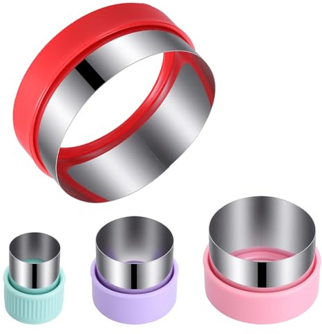 4 Pcs Round Cookie Cutter Set 4 Different Sizes of Stainless Steel Biscuit Cutters Circle Cutter Cake Ring Molds Cookie And Dough Cutters for Kitchen Baking Cake Sandwich Donut Muffin