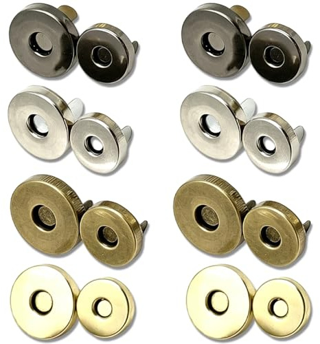 ZOMKIFA Botones Magnéticos 16 Piezas 14mm 18mm 4 Colores Plata Bronce Oro Negro Cierre Magnético Sin Coser Manualidades