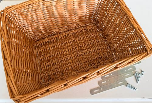 Generico Cestino in Vimini per Bicicletta, Anteriore o Posteriore, Base 33x23 cm, Apertura 44x35 cm, Altezza 20 cm, con Kit di Montaggio