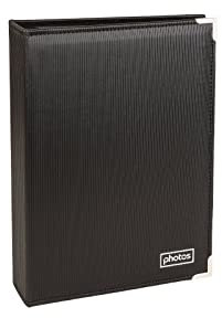 Kenro Black Textured Photo Album with Silver Corners for 200 Photos 7x5 inch/13x18cm, Slip-In Pages – PKB137