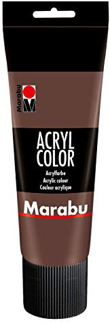 Marabu 12010025040 - Acryl Color mittelbraun 225 ml, cremige Acrylfarbe auf Wasserbasis, schnell trocknend, lichtecht, wasserfest, zum Auftragen mit Pinsel und Schwamm auf Leinwand, Papier und Holz