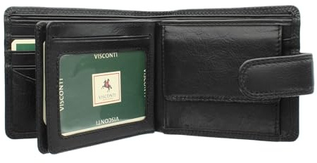 VISCONTI Heritage Collection Strand Leather Wallet with Tab Closure RFID Blocking HT13 Black