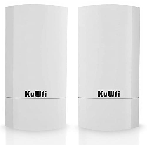 KuWFi Puente CPE,Punto de Acceso inalámbrico/CPE de Exterior inalámbrico de Punto a Punto para Interiores y Exteriores Admite una solución de Distancia de 1km para PTP Adaptador PoE pasivo