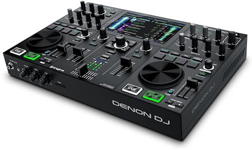 Denon DJ PRIME GO Consola Smart DJ con 2 Decks, Sistema DJ Portátil con Streaming por Wifi, Pantalla Táctil HD de 7’’ y Batería Recargable, Negro