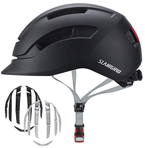 Adult Urban Bike Helmet - Adjustable Fit System & Integrated Taillight for Men Women
