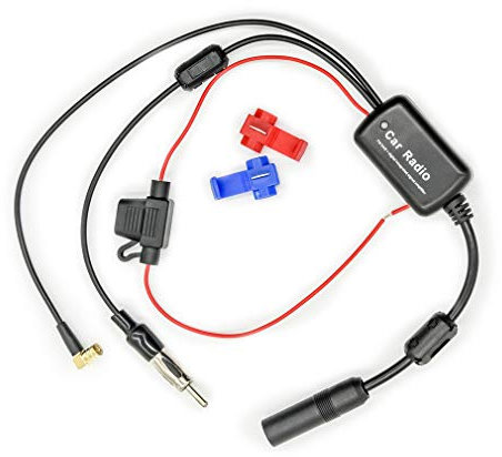 Vecys FM/AM DAB DAB+ Car Antenna Signal Amplifier Booster SMB Female to DIN male Adapter 12V Digital Radio Antenna Splitter Antenna Amplifier