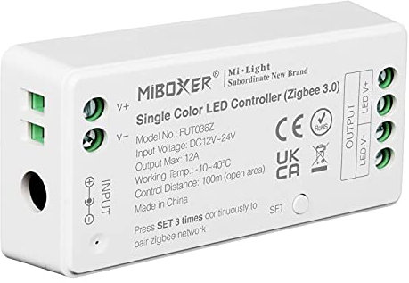LIGHTEU®, Milight Miboxer Zigbee3.0-Dimmer, einfarbiger LED-Streifen-Controller, 12 V/24 V, kompatibel mit Zigbee Amazon Echo APP/Sprachsteuerung, FUT036Z