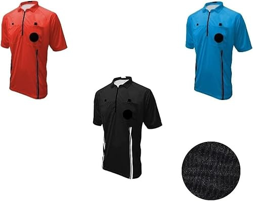 3 Pc Pro Soccer Referee Jerseys Set Red Blue & Black (X-Large)