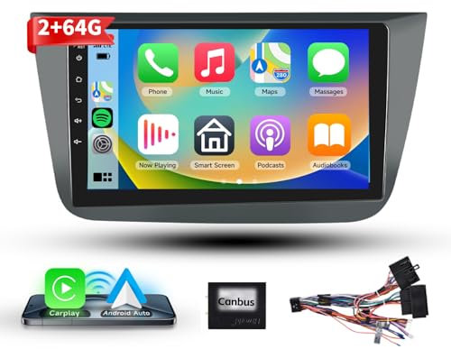 Podofo Autoradio pour Seat Altea 2004-2015,Android 2G+64G Carplay Android Auto HiFi,9 Écran Tactile GPS WiFi Bluetooth FM RDS Radio USB Altea Navi Auto Vidéo Stéréo Lecteur +Canbus